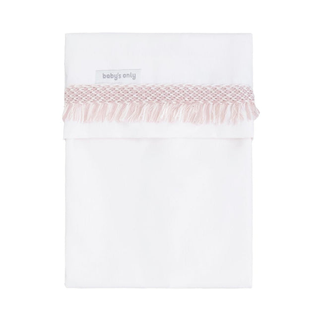 Wieglaken gebreide bies Happiness oud roze/ecru 80x100 cm - Babywinkel - 8721052102871