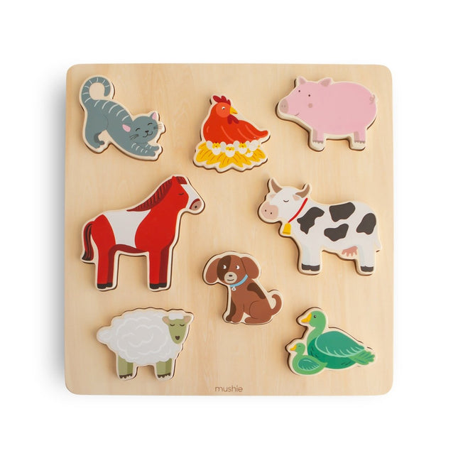 Mushie Puzzel Wooden Farm koop je bij Babywinkel