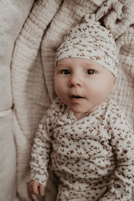 Yumi Baby Overslag Shirt Baby Brown Leafs koop je bij Babywinkel